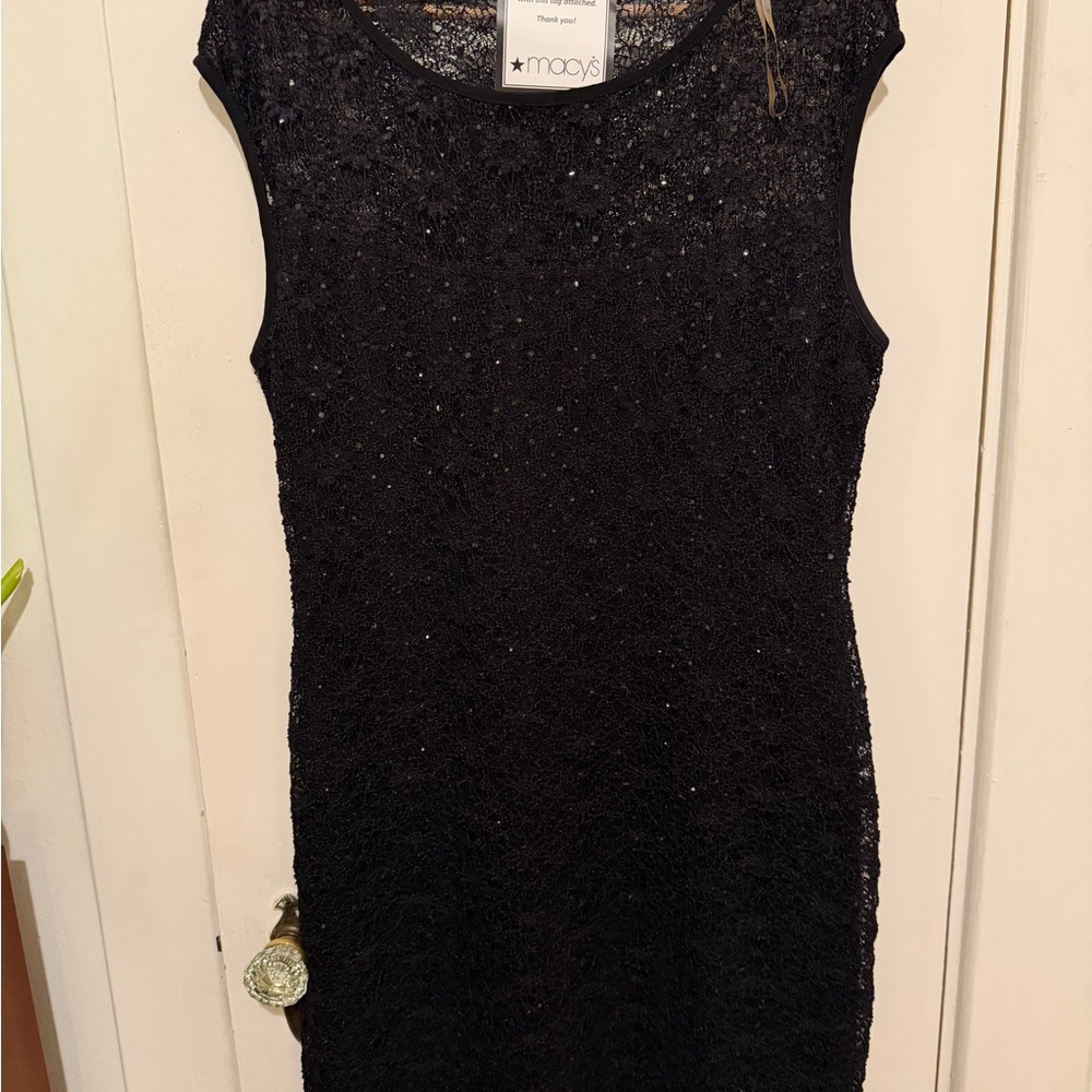 Connected Apparel Black Textured Mini Dress